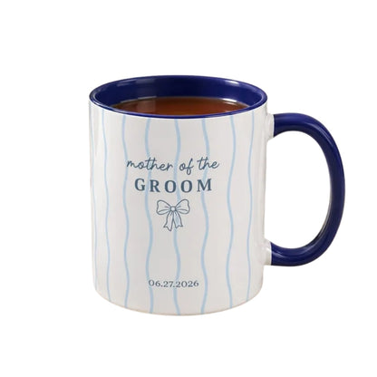 Custom Mother Of The Bride Mother Of The Groom Striped Mug, Custom Mother Of The Couple Wedding Mug WD0474