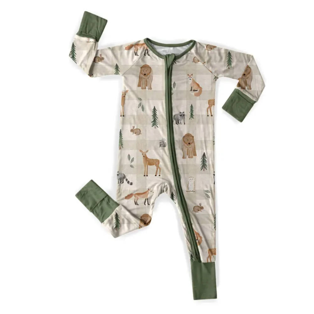 Deer Raccoon Baby Romper Convertible Zipper, Wild Animal Baby Convertible Romper BB0335