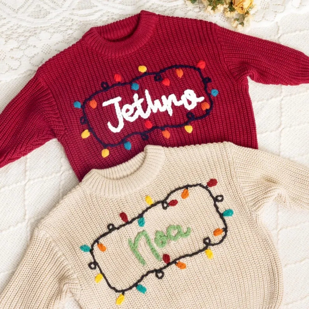 Personalized First Christmas Baby Embroidered Knit Sweater, Custom Christmas Baby Sweatshirt BB0790