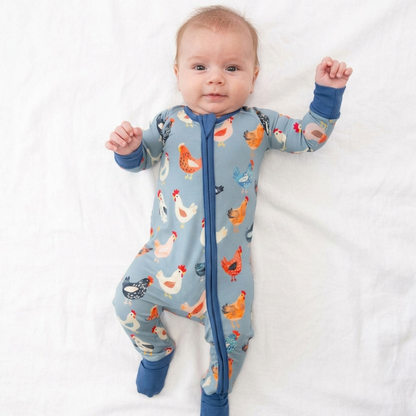 Rooster Chicken Baby Convertible Zippy Romper, Chicken Lover Baby Convertible Romper BB0808