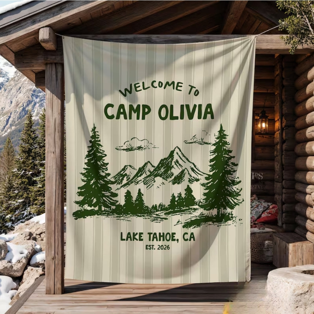 Custom Welcome To Camp Bachelorette Banner, Custom Camping Bachelorette Banner WD0428