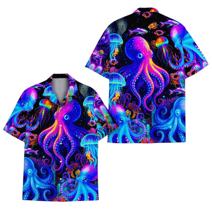Neon Octopus Hawaiian Shirt Men Women, Octopus Lovers Hawaiian Shirts HE0094