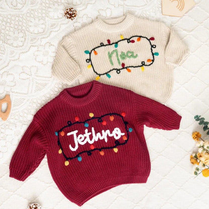 Personalized First Christmas Baby Embroidered Knit Sweater, Custom Christmas Baby Sweatshirt BB0790