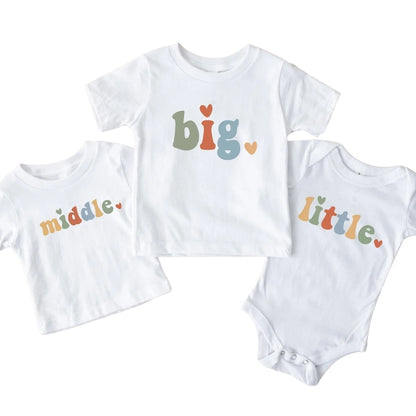 Big Middle Little Matching Sibling T Shirts, Family Matching Sibling Shirts ET0422