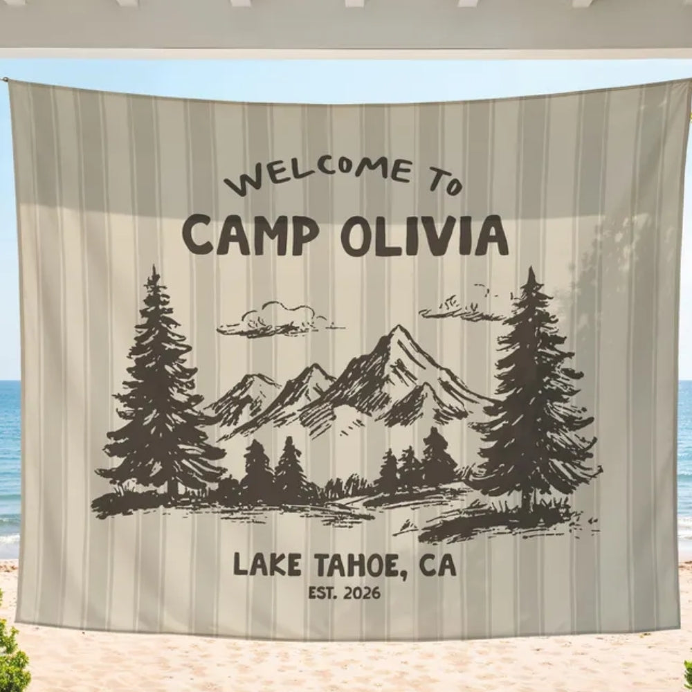 Custom Welcome To Camp Bachelorette Banner, Custom Camping Bachelorette Banner WD0428