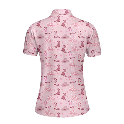 Pink Cowgirl Women's Golf Polo Shirt, Western Golf Shirts For Ladies GE0319