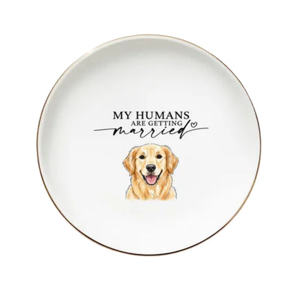 My Humans Are Getting Married Custom Pet Portrait Engagement Wedding Ring Dish, Custom Pet Photo Wedding Jewelry Dish WD0178