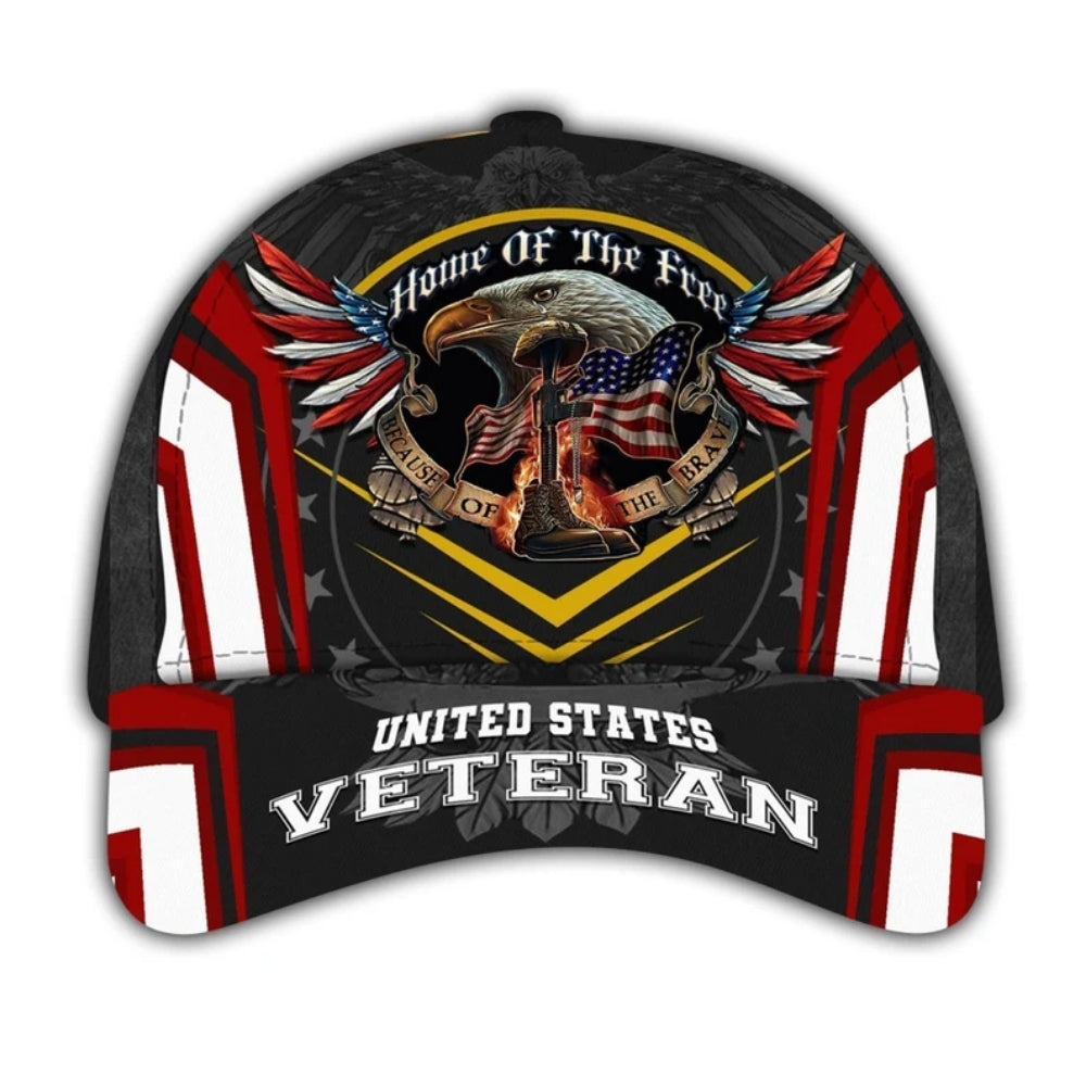 Home Of The Free Because Of The Brave US Veteran 3D Baseball Cap, Eagle US Army Caps Hats CP0121