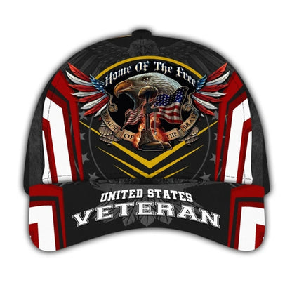 Home Of The Free Because Of The Brave US Veteran 3D Baseball Cap, Eagle US Army Caps Hats CP0121