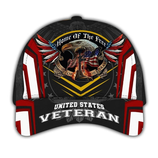 Home Of The Free Because Of The Brave US Veteran 3D Baseball Cap, Eagle US Army Caps Hats CP0121
