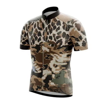 Leopard Camouflage Cycling Short Sleeve Jersey For Mens, Men's Leopard Cycling Jerseys CE0042