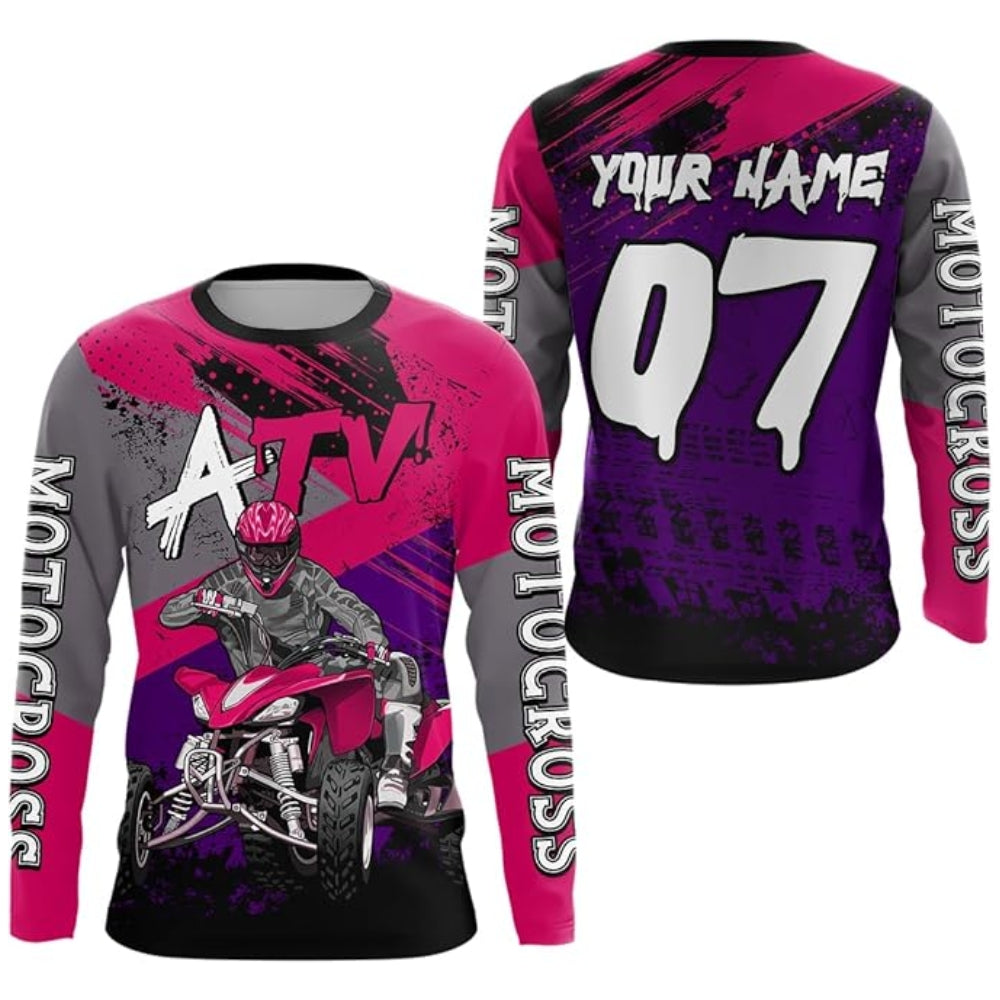 Custom ATV Motocross Jersey Long Sleeve For Men, Personalized ATV Shirts MZ0096