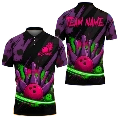 Custom Team Purple Bowling Polo Shirt For Mens, Custom Bowling Shirts BE0142
