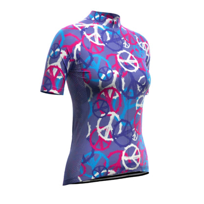 Purple And Blue Gear Pattern Women's Short Sleeve Cycling Jersey, Cycling Jersey For Women CG0680