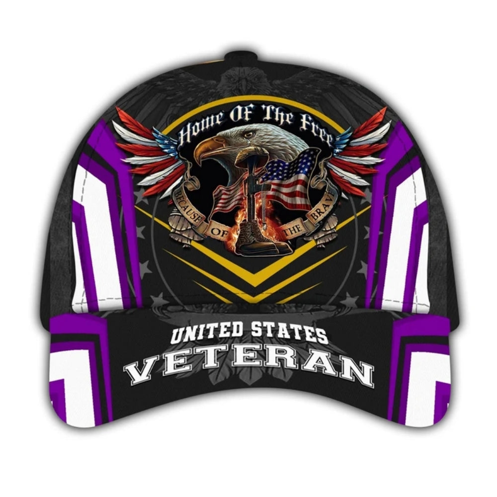 Home Of The Free Because Of The Brave US Veteran 3D Baseball Cap, Eagle US Army Caps Hats CP0121