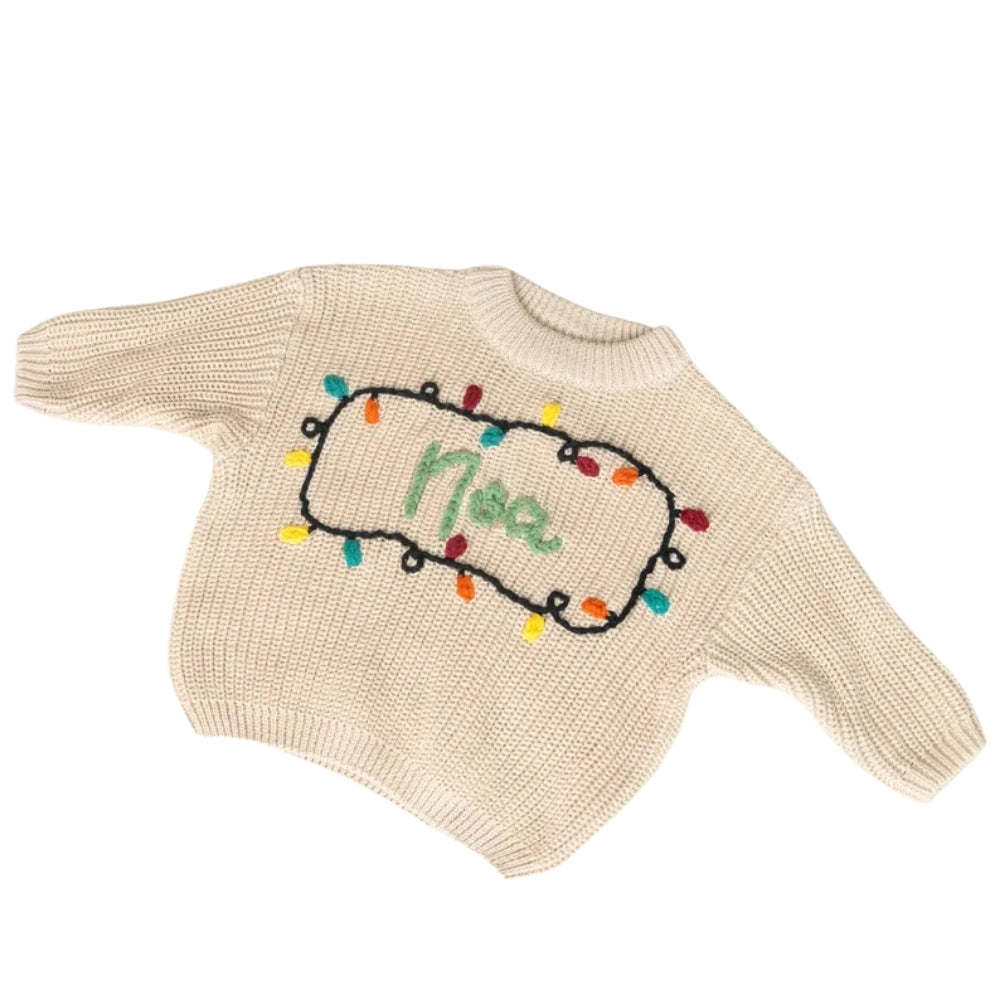Personalized First Christmas Baby Embroidered Knit Sweater, Custom Christmas Baby Sweatshirt BB0790