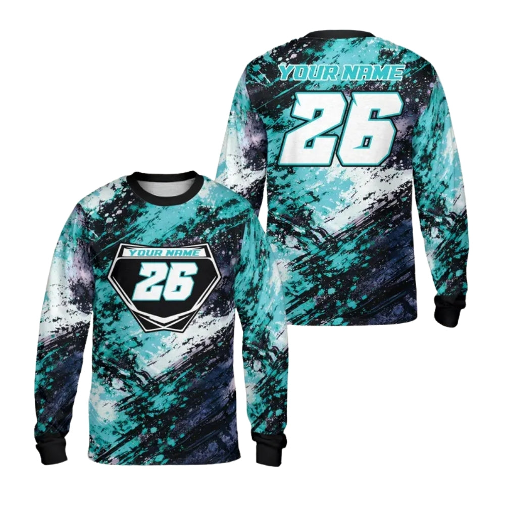 Custom Grunge Black Pink Long Sleeve Dirt Bike Shirt For Men, Custom Motocross Racing Jerseys ME0050