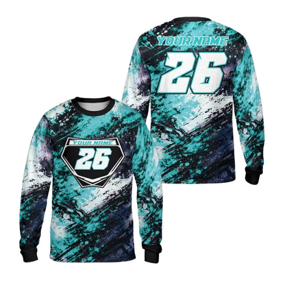 Custom Grunge Black Pink Long Sleeve Dirt Bike Shirt For Men, Custom Motocross Racing Jerseys ME0050