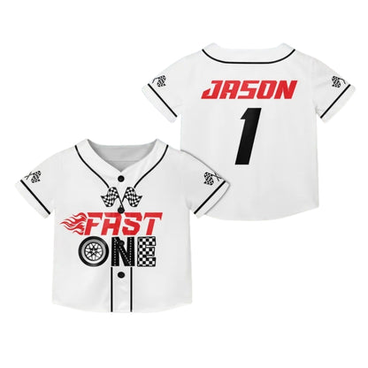 Fast One Two Fast Custom Racing Car Family Matching Baseball Jersey, Custom 1st 2nd Birthday Matching Baseball Shirts For Family ET0704