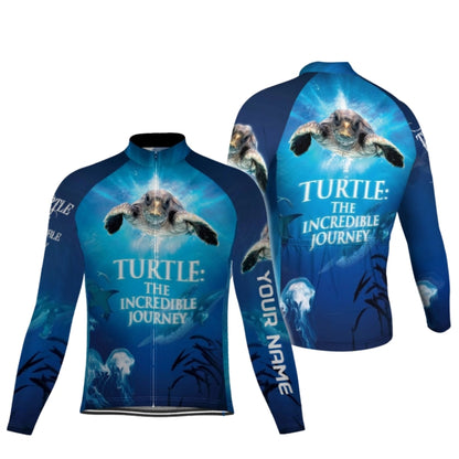 Turtle The Incredible Journey Custom Name Long Sleeve Cycling Jersey For Men, Custom Turtle Cycling Jerseys CG0681