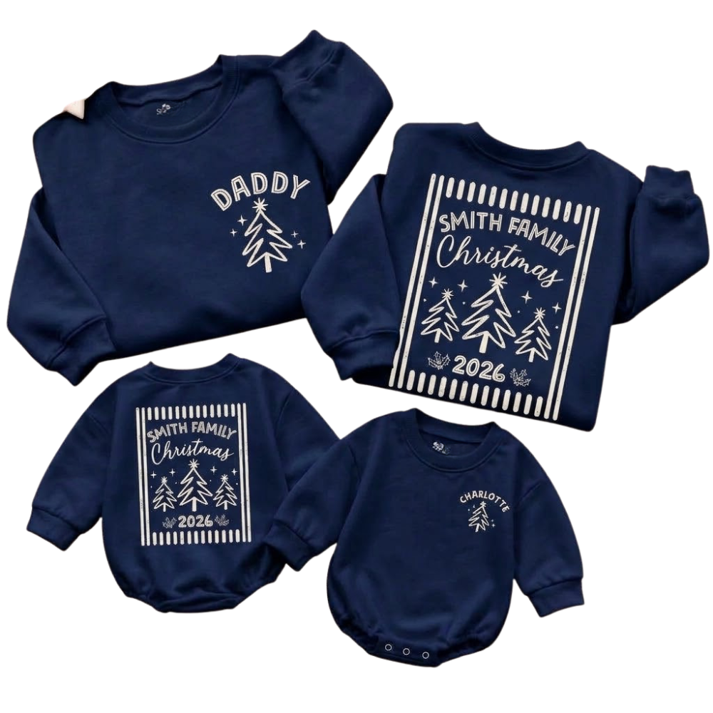 Personalized Christmas Family Sweatshirt Matching, Custom Christmas Family Sweater ET1686