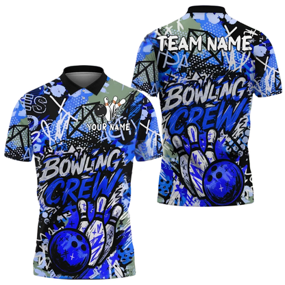 Custom Graffiti Red Bowling Polo Shirt Mens, Custom Team Graffiti Bowling Shirts BE0197
