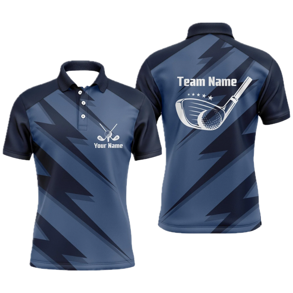 Custom Blue And Black Golf Team Polo Shirt Mens, Custom Golf Shirts GZ0324