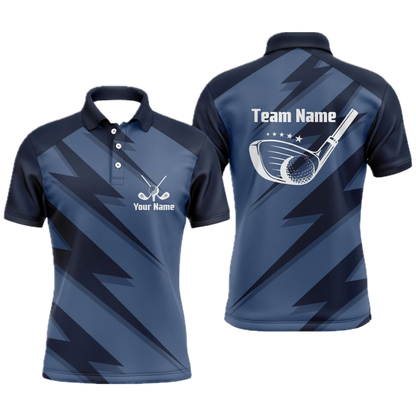 Custom Blue And Black Golf Team Polo Shirt Mens, Custom Golf Shirts GZ0324