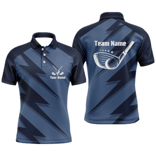 Custom Blue And Black Golf Team Polo Shirt Mens, Custom Golf Shirts GZ0324