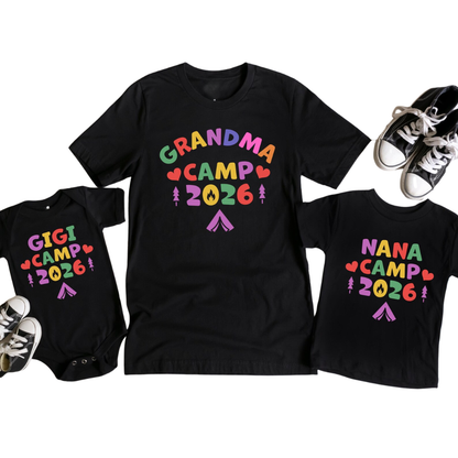 Nana Gigi Grandma Camp Custom Matching Family T Shirt, Personalized Grandma Camping Family Shirts ET1188