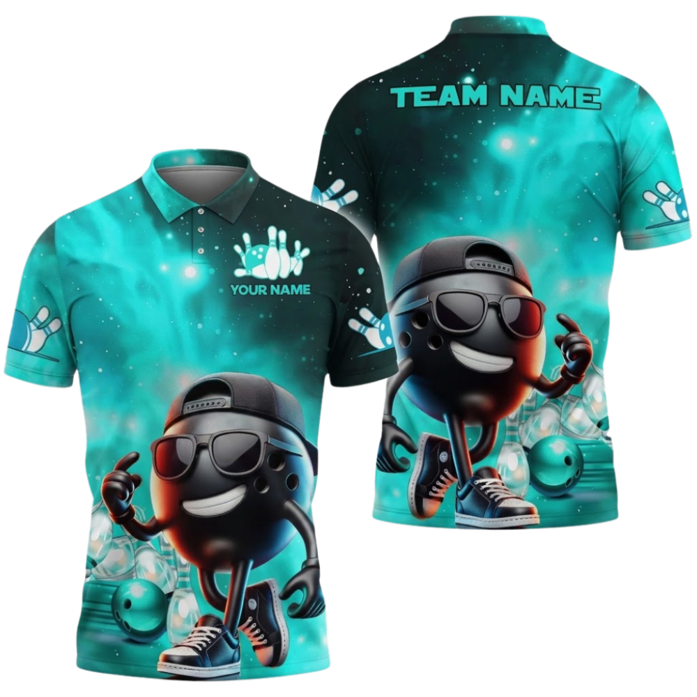 Custom Team Mens Funny Ball Bowling Polo Shirts, Custom Bowling Shirts BZ0589