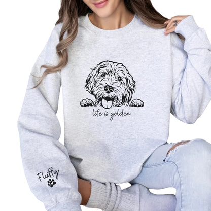 Custom Life Is Golden Sweatshirt, Custom Goldendoodle Sweatshirt 2D0811