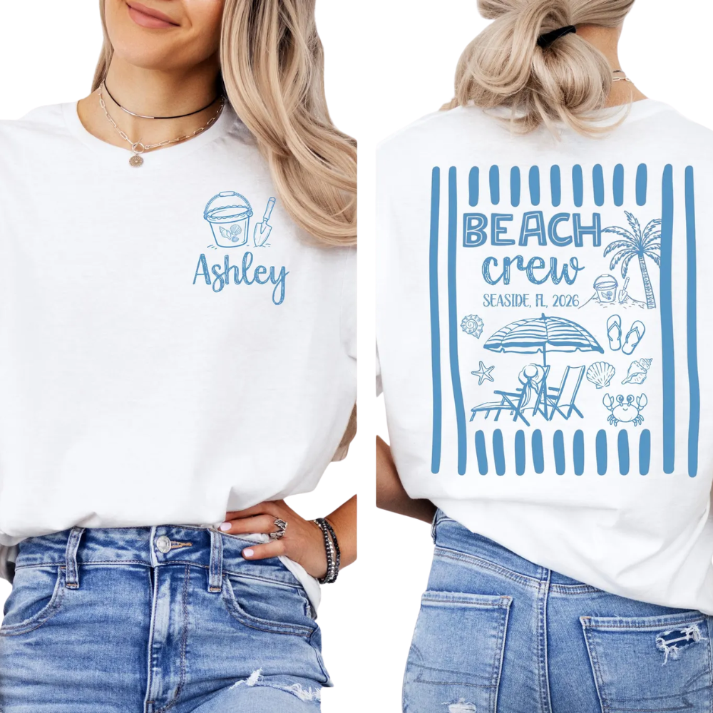Personalized Beach Crew Family Matching T Shirt, Custom Beach Trip Family Shirts ET1212