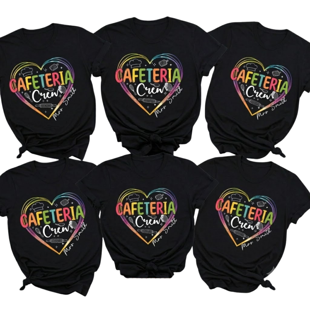 Custom Cafeteria Crew Heart Matching T Shirt, Personalized Cafeteria Lunch School Shirts ET1058