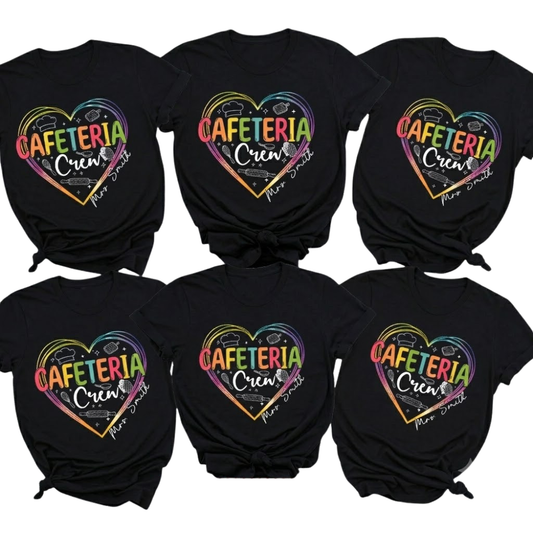 Custom Cafeteria Crew Heart Matching T Shirt, Personalized Cafeteria Lunch School Shirts ET1058
