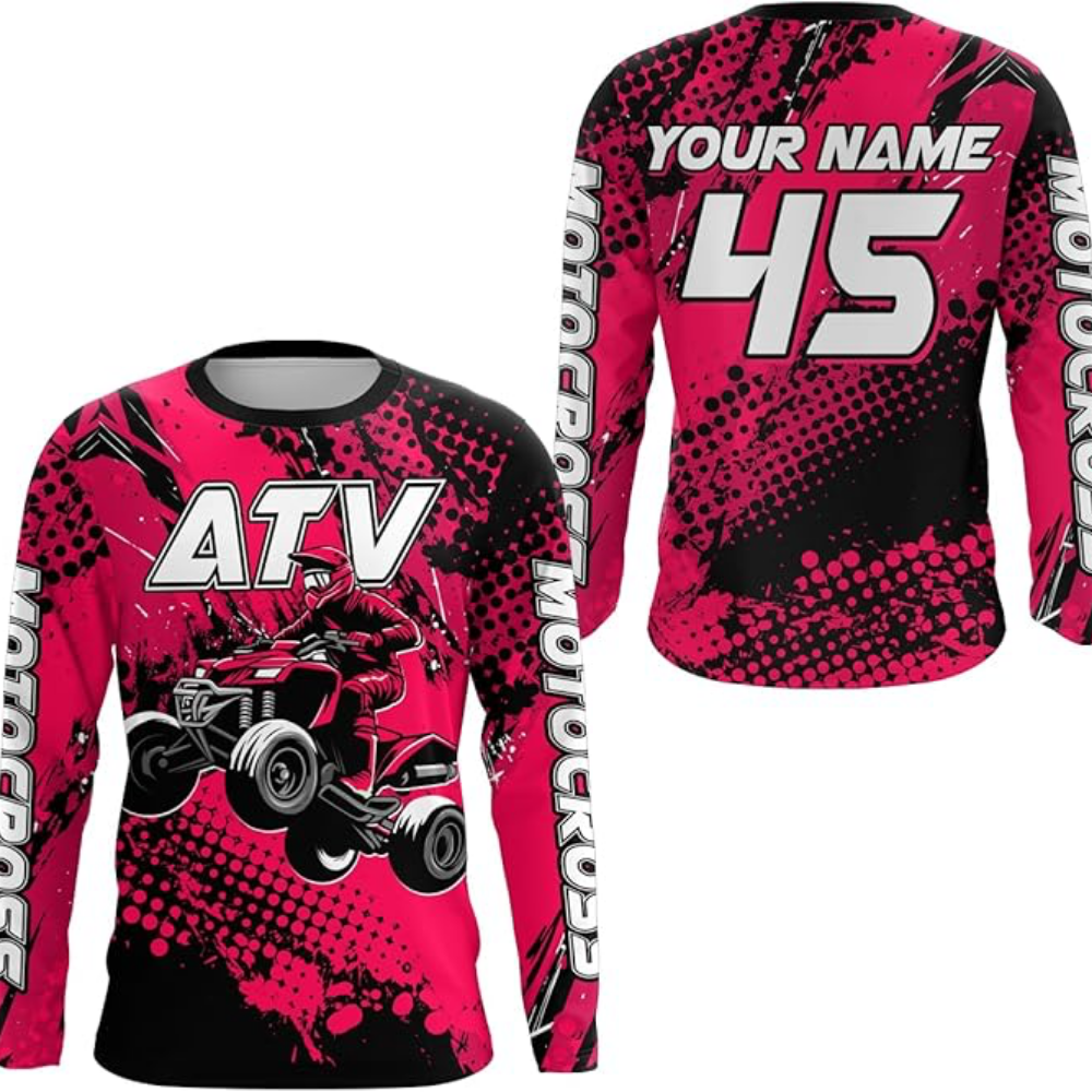 Custom ATV Racing Mens Long Sleeve Motocross Jersey Blue, Personalized ATV Dirt Bike Jerseys MZ0103