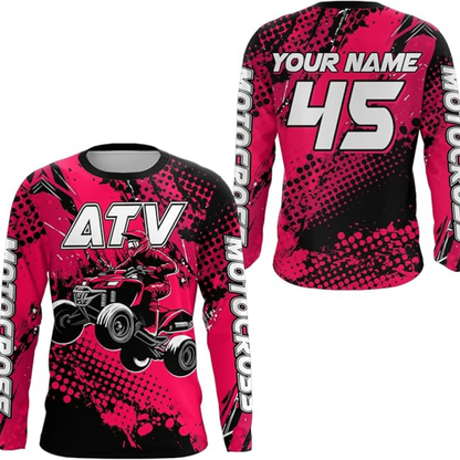 Custom ATV Racing Mens Long Sleeve Motocross Jersey Blue, Personalized ATV Dirt Bike Jerseys MZ0103