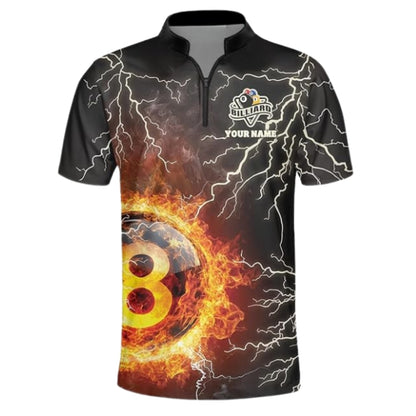 Custom Flame 8 Ball Jersey For Mens, Custom 8 Ball Flame Billiard Team Shirts BIZ0231