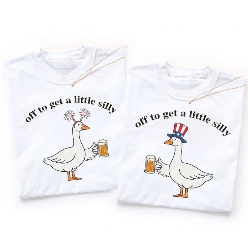 Off To Get A Little Silly Goose Couple Matching Shirt For 4th Of July, Funny Goose His And Her Matching Shirt For Independence Day ET0910