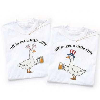 Off To Get A Little Silly Goose Couple Matching Shirt For 4th Of July, Funny Goose His And Her Matching Shirt For Independence Day ET0910