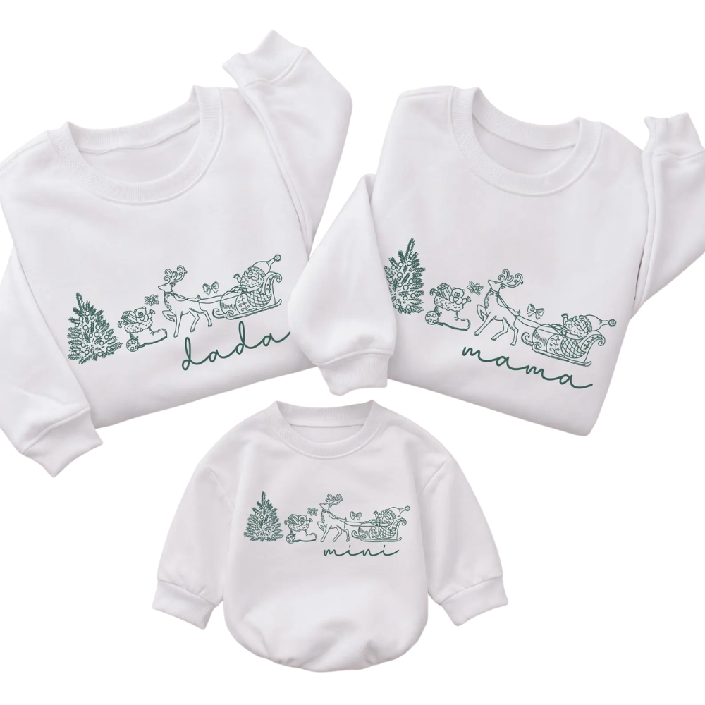 Custom Reindeer Christmas Family Matching Sweatshirt, Custom Retro Xmas Family Sweater ET1701