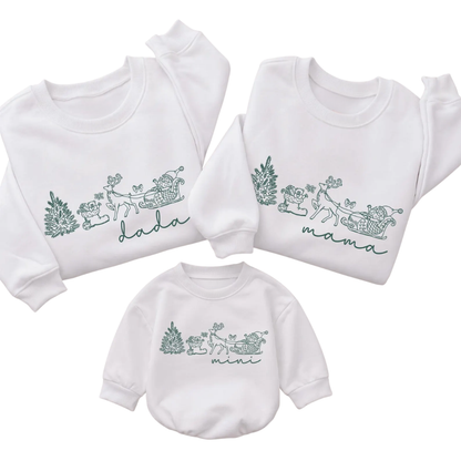 Custom Reindeer Christmas Family Matching Sweatshirt, Custom Retro Xmas Family Sweater ET1701