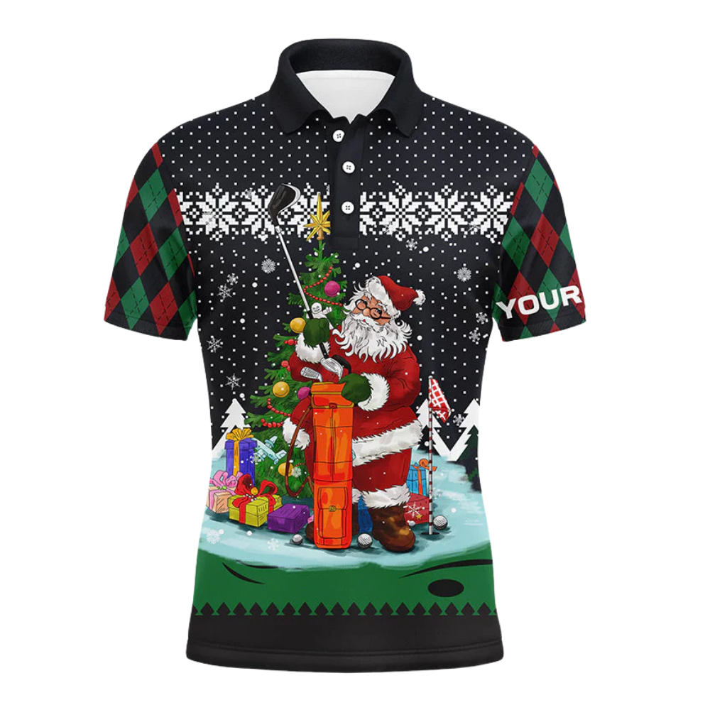 Ugly Christmas Santa Custom Mens Golf Polo Shirt, Custom Xmas Golf Shirt Men GZ0340