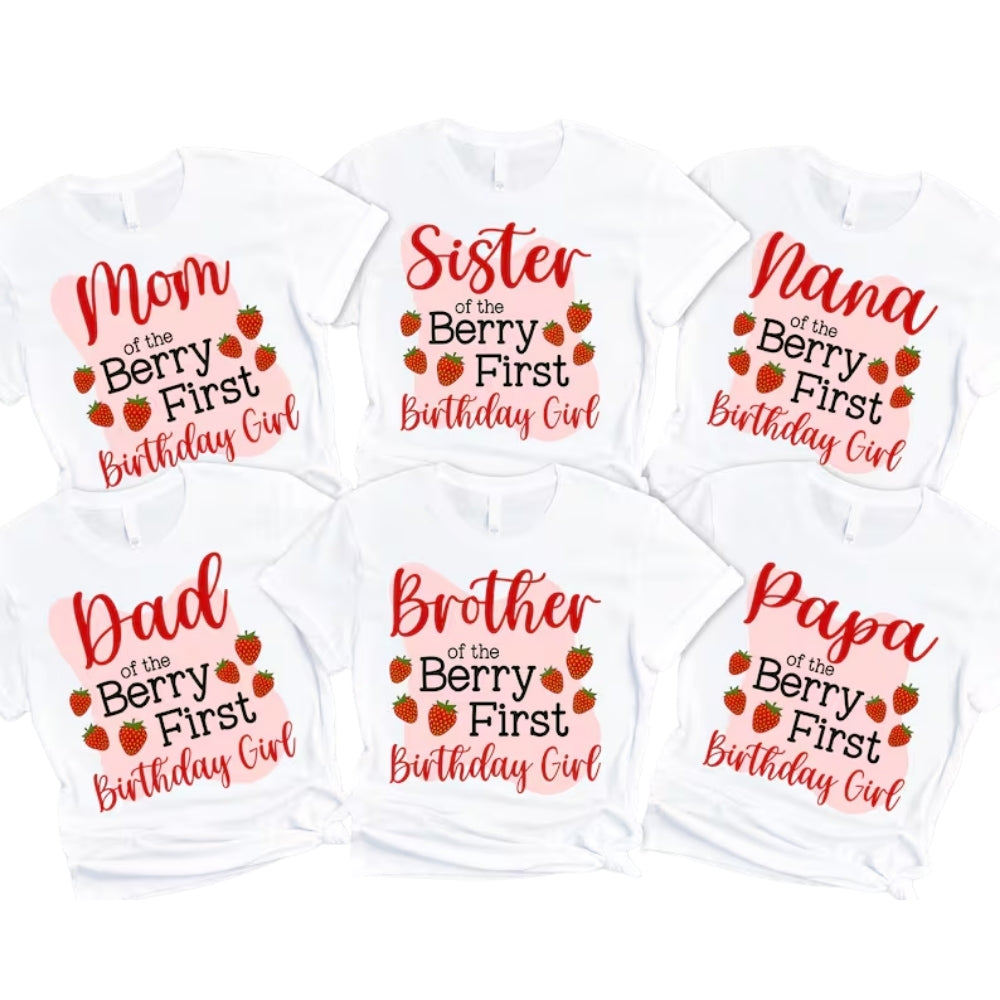 It's My Berry First Birthday Custom Matching 1st Birthday Family T Shirts, Personalized First Birthday Strawberry Shirts For Family ET0360