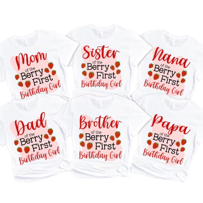 It's My Berry First Birthday Custom Matching 1st Birthday Family T Shirts, Personalized First Birthday Strawberry Shirts For Family ET0360
