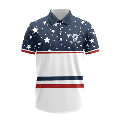 Men's I Put It In Every Hole Golf Polo Shirt USA Flag, Funny Golf Shirt Men GE0599