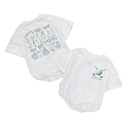 Personalized Let's Par-Tee 1st Birthday Golf Baby Tshirt Romper, Custom First Birthday Baby Romper For Golf Lover BB0038