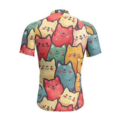 Cute Cat Cycling Short Sleeve Jersey For Men, Cat Lovers Cycling Jersey CZ0159