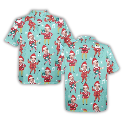 Custom Photo Christmas Tropical Hawaiian Shirt For Men Women, Custom Funny Faces Christmas Hawaiian Shirt HE0880