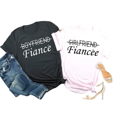 Fiance Fiancee Matching Engagement T Shirt For His And Her, Matching Wedding Couple T Shirts ET0817